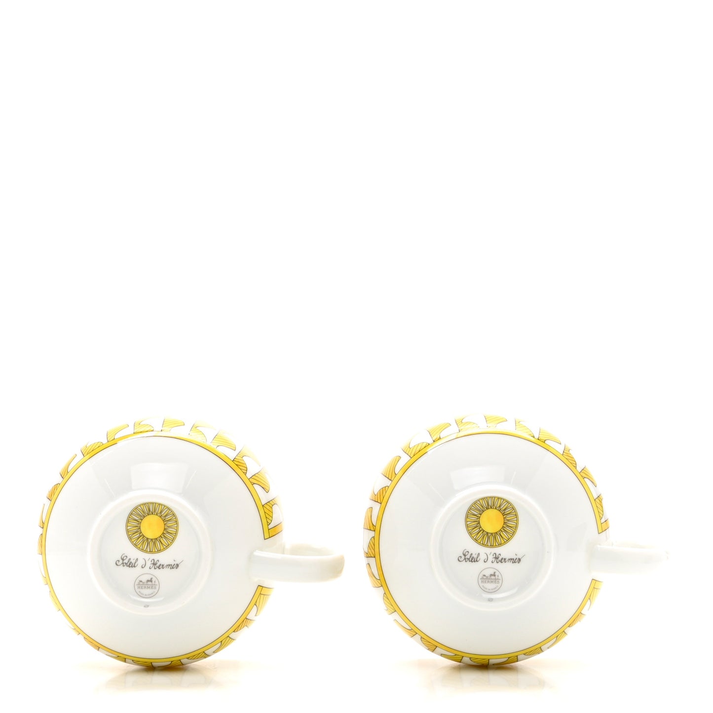 Porcelain Soleil d'Hermes Breakfast Cup And Saucer Set Of 2