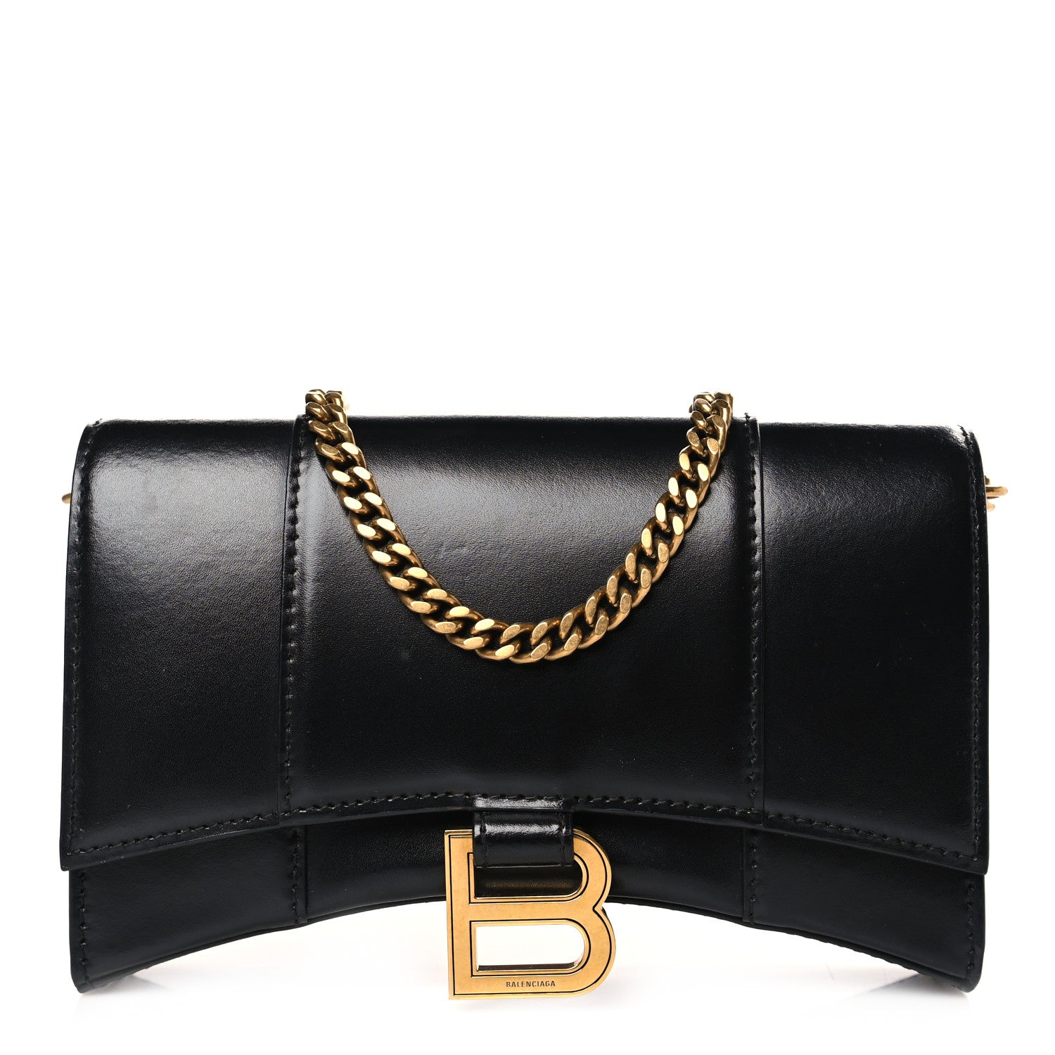 Balenciaga Shiny Box Calfskin Hourglass Chain Bag Black 1 of 8