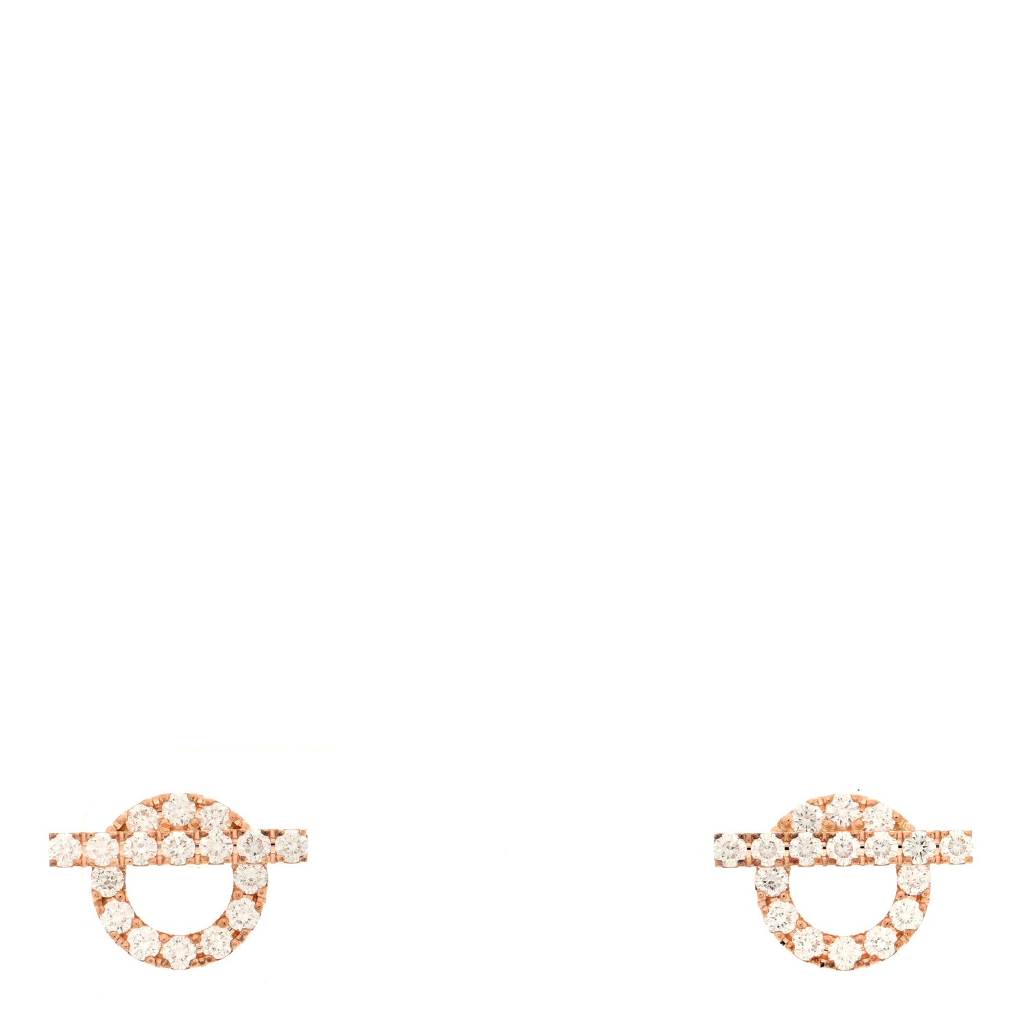 Hermes 18K Rose Gold Diamond Finesse Earrings 1 of 5