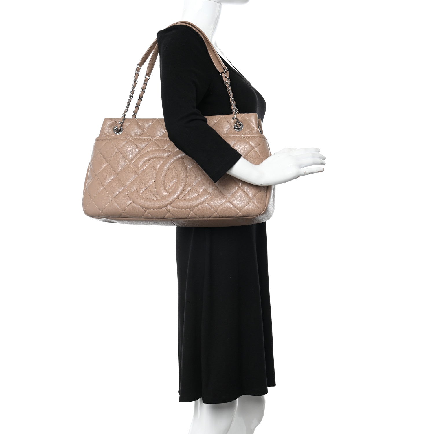 Chanel Caviar Quilted Timeless CC Soft Tote Beige 2 of 10