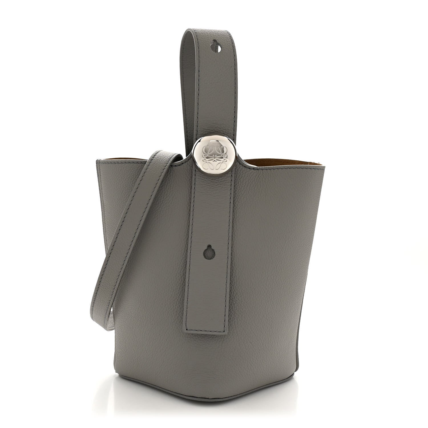 Loewe Soft Grained Calfskin Mini Pebble Bucket Bag Pearl Grey 1 of 11