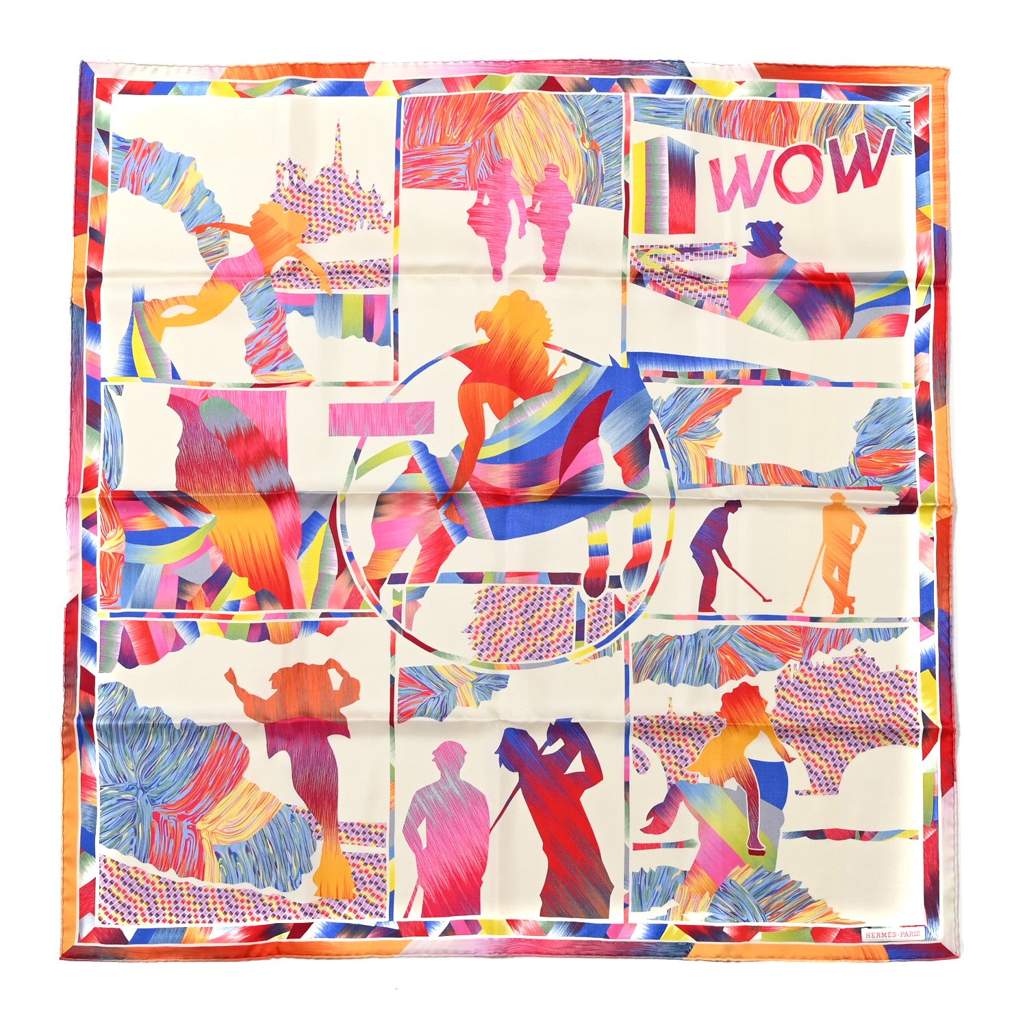 Hermes Silk Wow Marble Scarf 90 Rose White Bleu 1 of 4