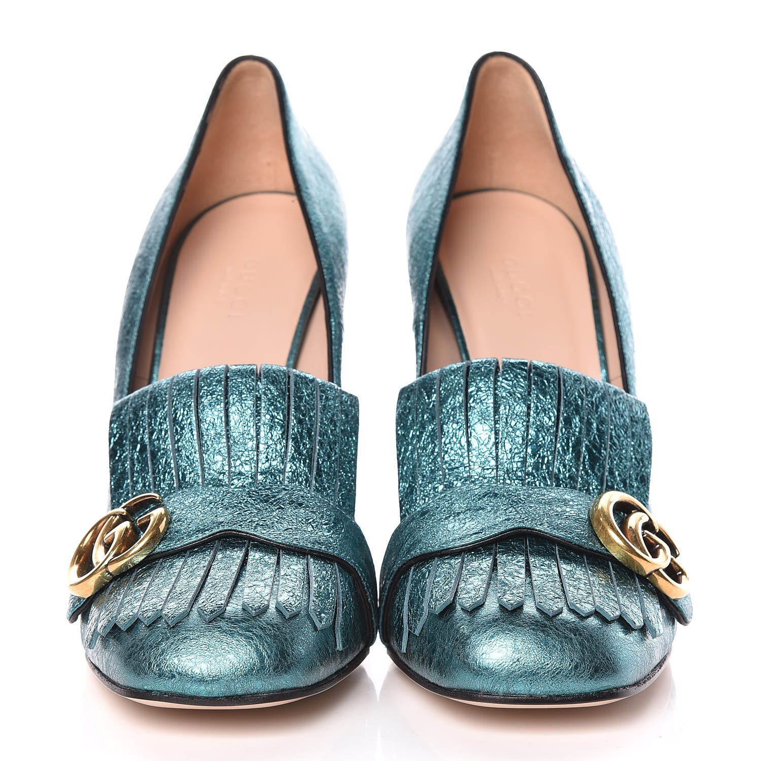 Gucci Galassia GG Marmont Fringe 105mm Loafer Pumps 41 Turchese 2 of 9