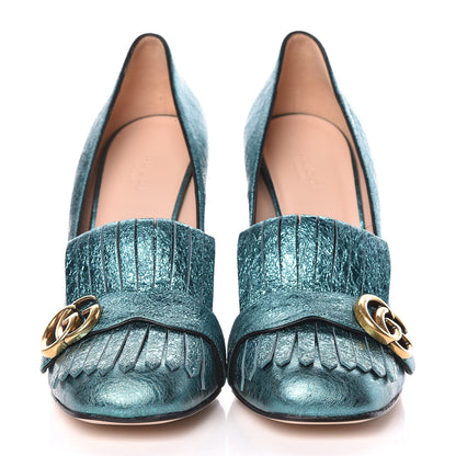 Gucci Galassia GG Marmont Fringe 105mm Loafer Pumps 41 Turchese 2 of 9
