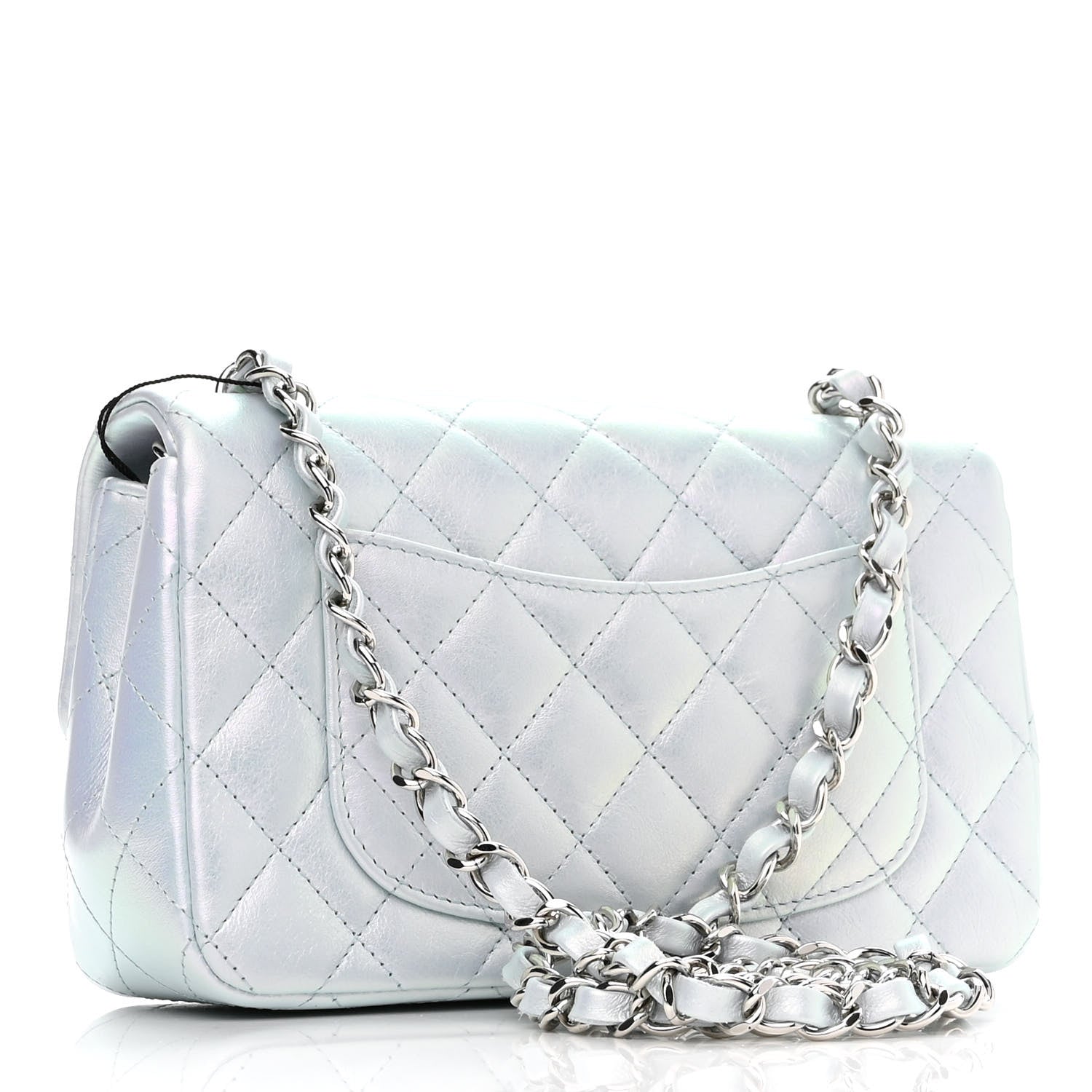 Chanel Iridescent Calfskin Quilted Mini Rectangular Flap Light Blue 3 of 11