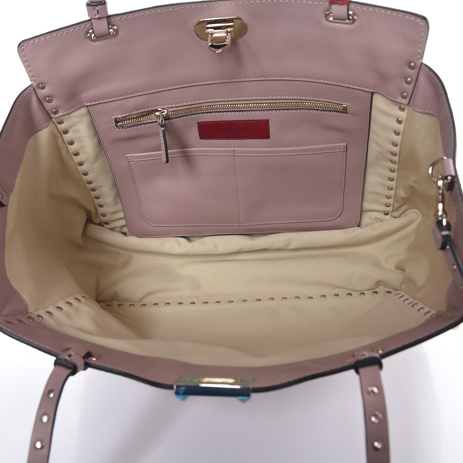 Valentino Garavani Vitello Medium Rockstud Tote Poudre 7 of 7