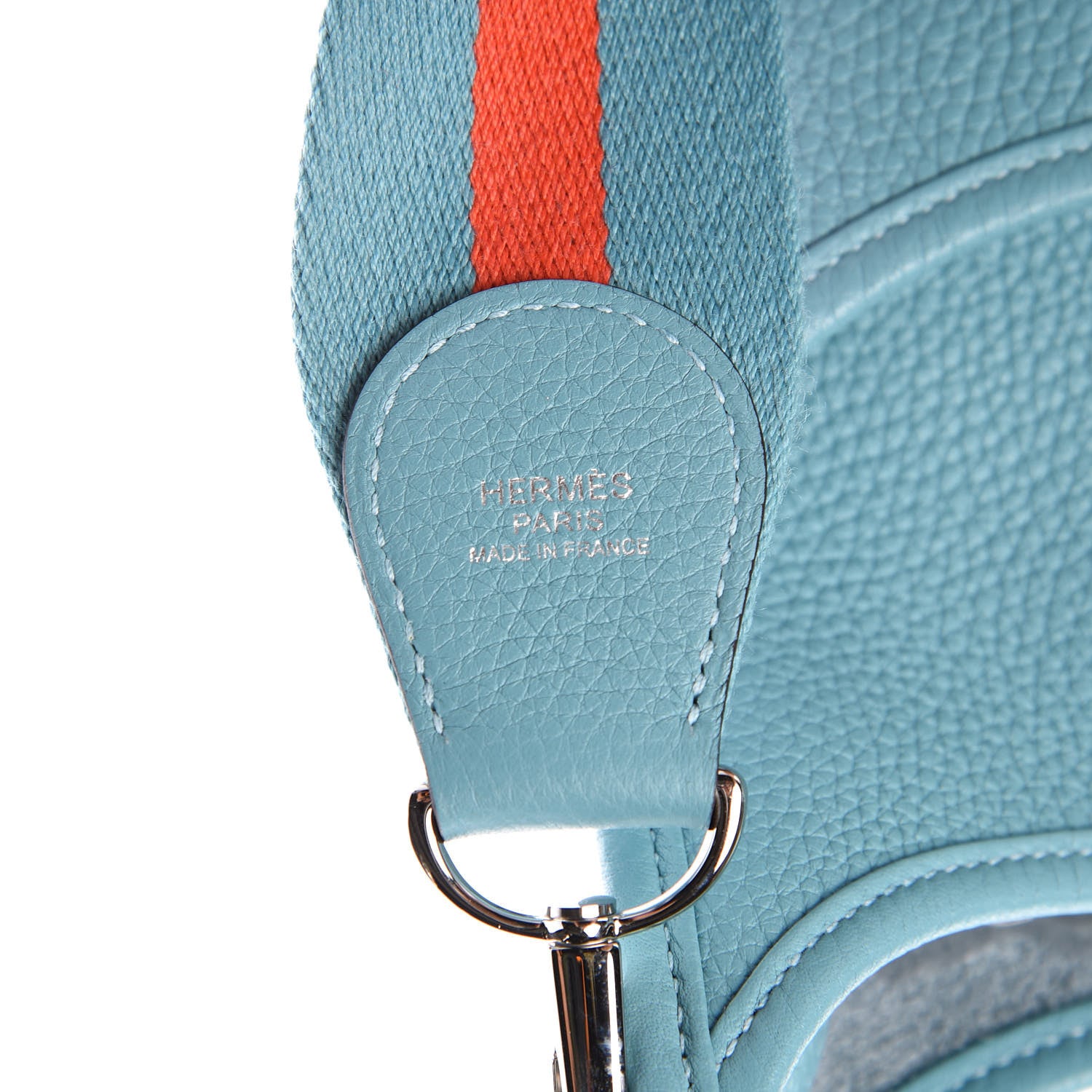 Hermes Taurillon Clemence Amazone Evelyne III GM Bleu Saint Cyr Orange Poppy 10 of 10
