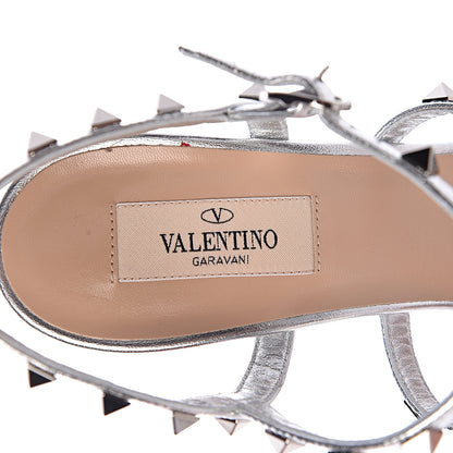 Valentino Garavani Metallic Nappa Rockstud Gladiator 105mm Sandals 39 Silver 5 of 9