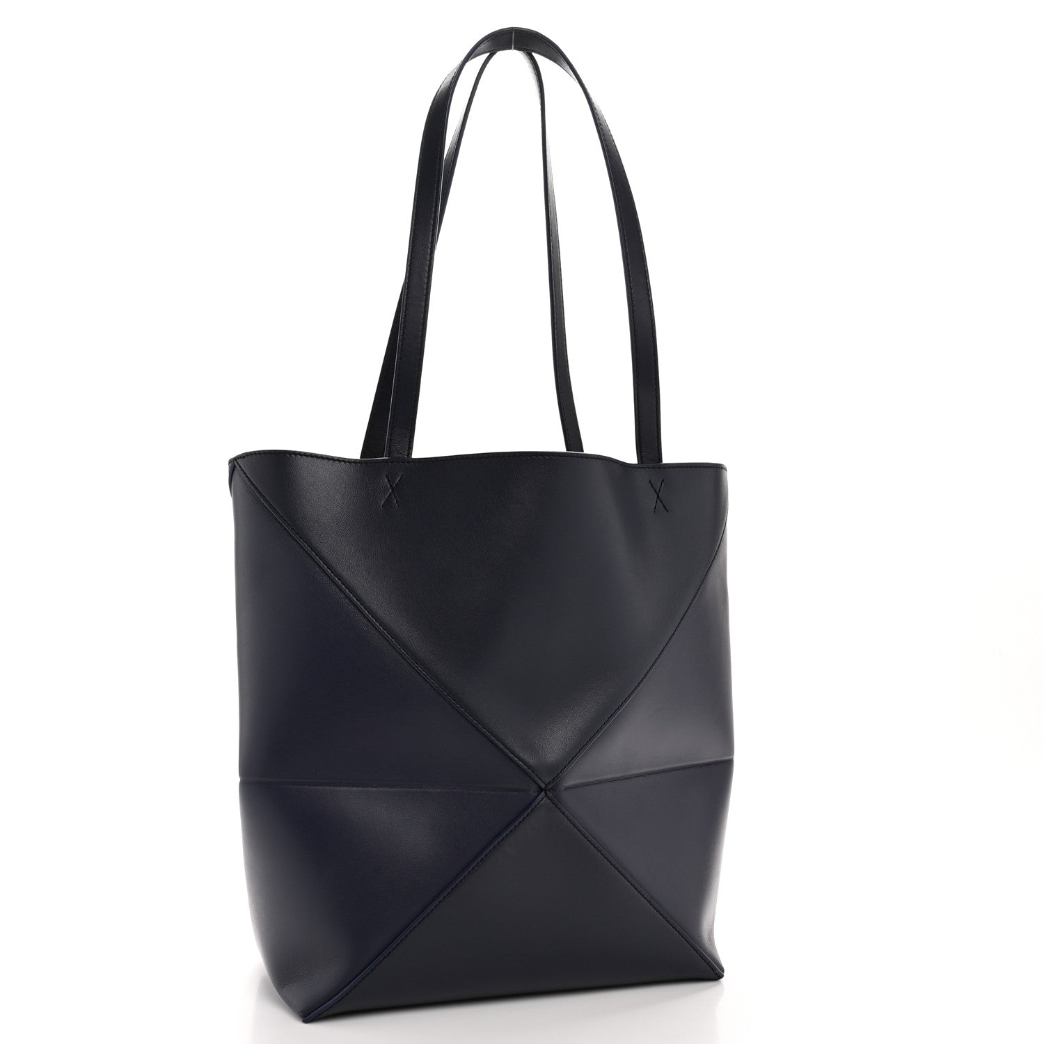 Loewe Shiny Calfskin Medium Puzzle Fold Tote Marine 3 of 10