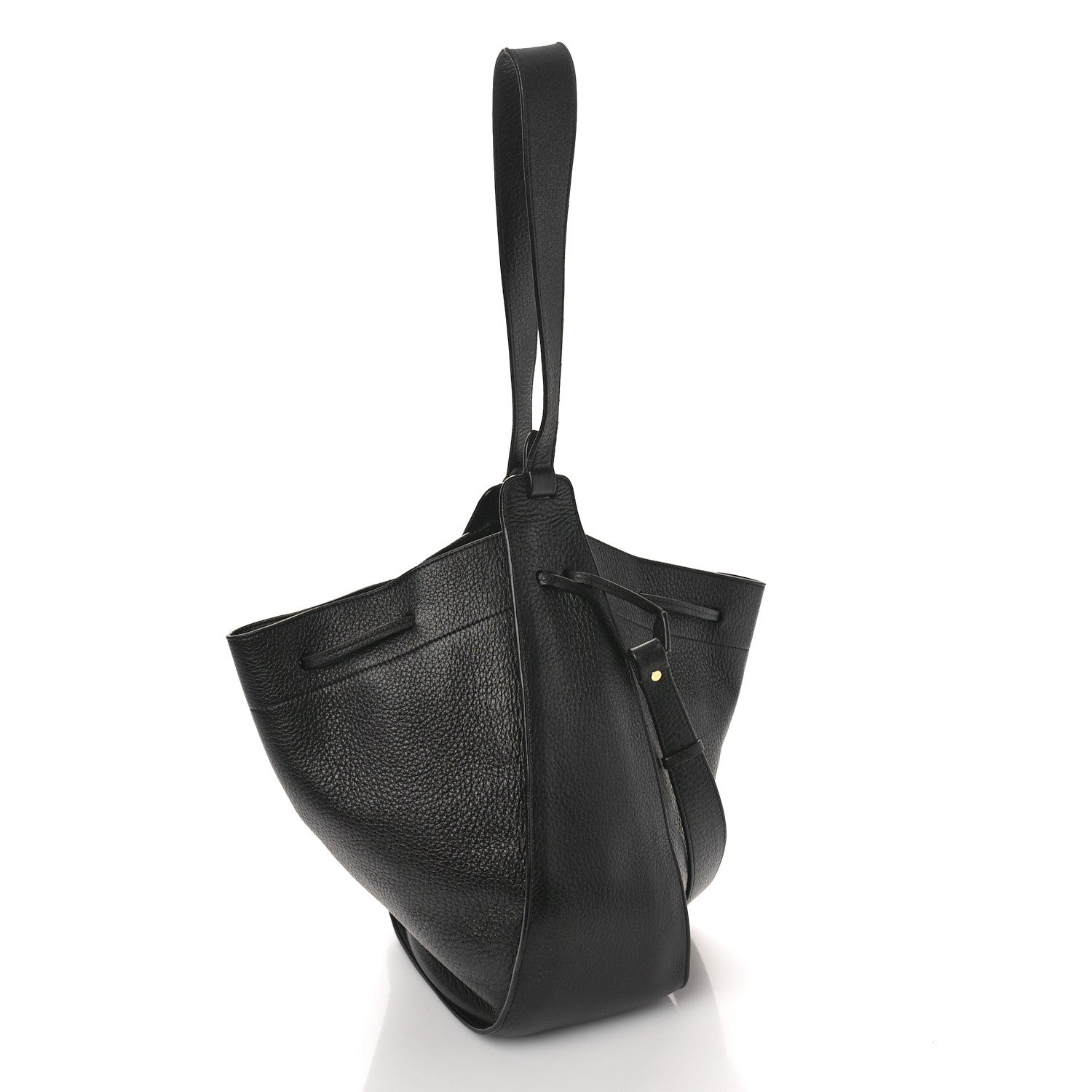 The Row Grained Calfskin Drawstring Bucket Bag Black 3 of 16