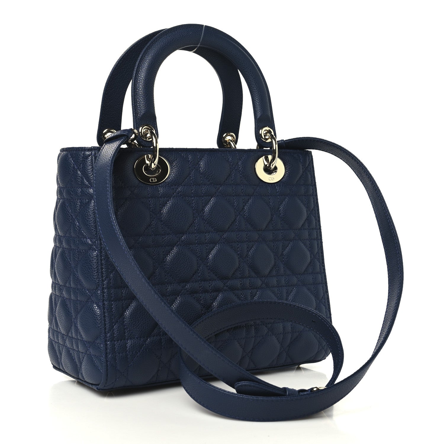 Christian Dior Grained Calfskin Cannage Medium Lady Dior Ocean