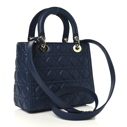 Christian Dior Grained Calfskin Cannage Medium Lady Dior Ocean Blue 3 of 10