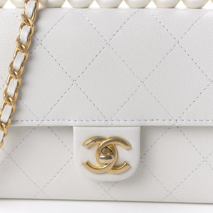 Chanel Lambskin Quilted Chic Pearls Clutch With Chain White 11 of 11
