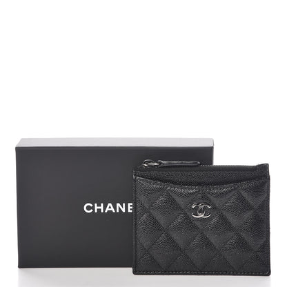 Chanel Iridescent Caviar Quilted CC Zip Card Holder Black 9 of 9