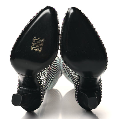 Saint Laurent Mesh Crystal Koller 100 Knee High Boots 39 Black 5 of 7