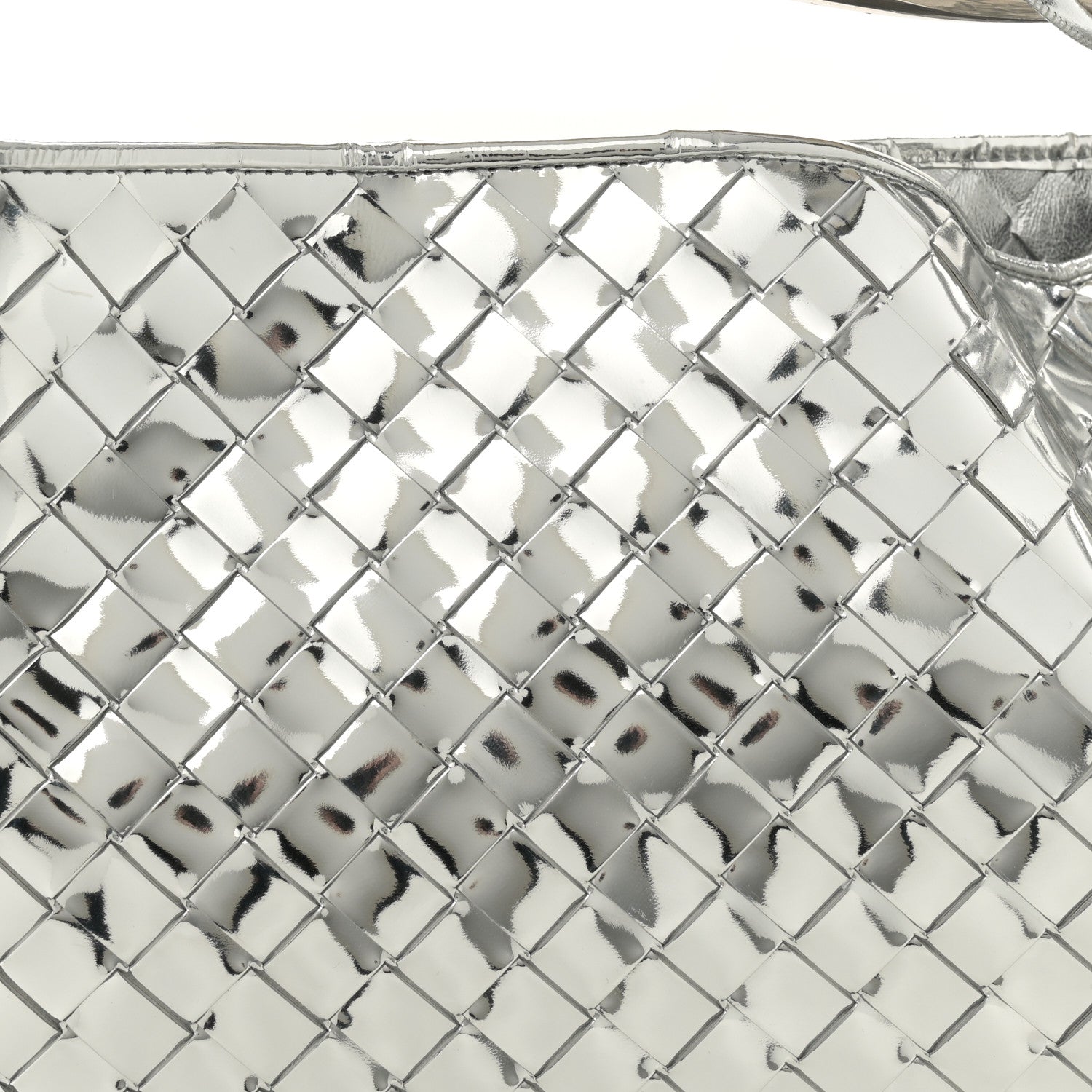 Bottega Veneta Mirror Laminated Nappa Intrecciato Sardine Bag Silver 8 of 11