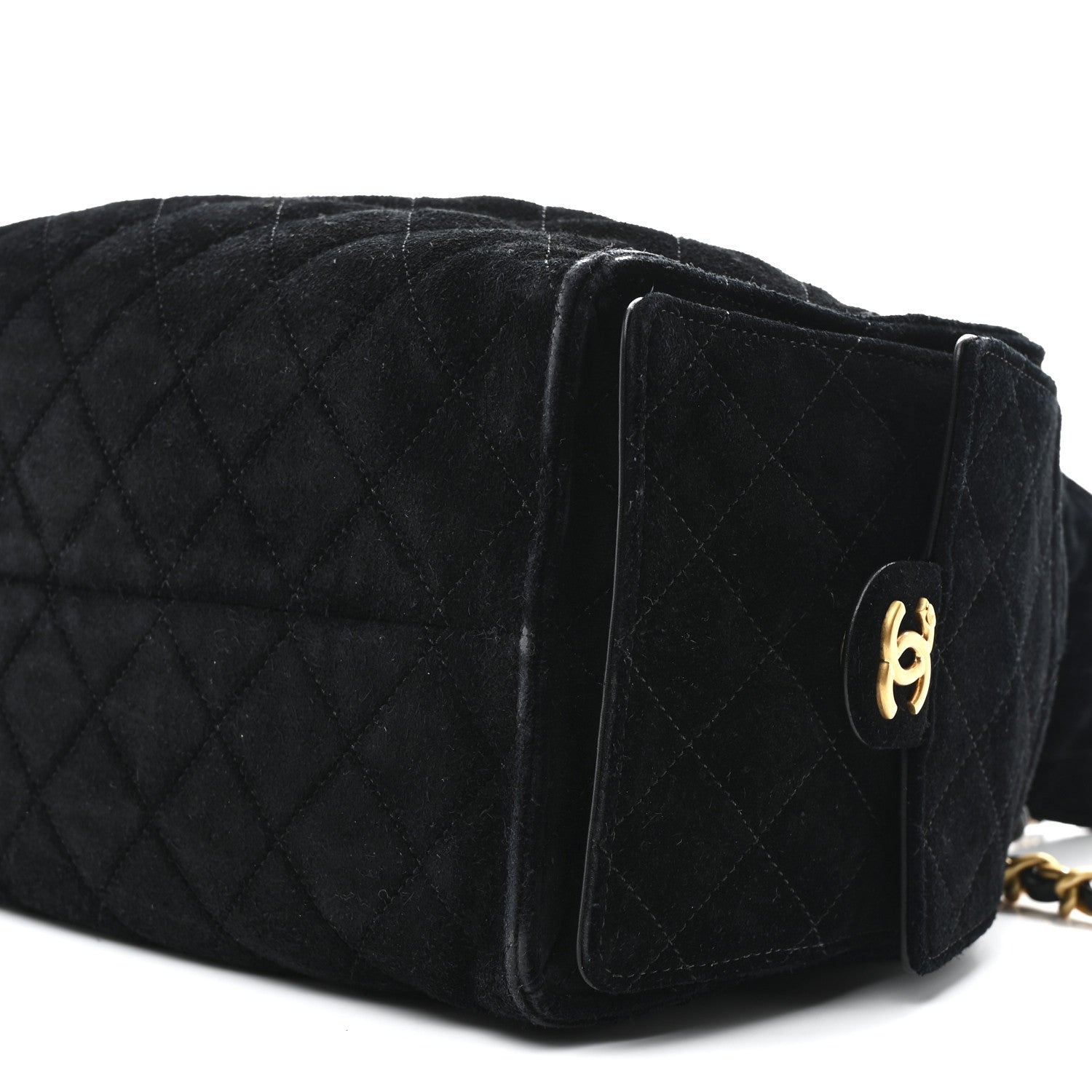 Chanel Suede Quilted Medium Chanel 25 Handbag Black 1849350