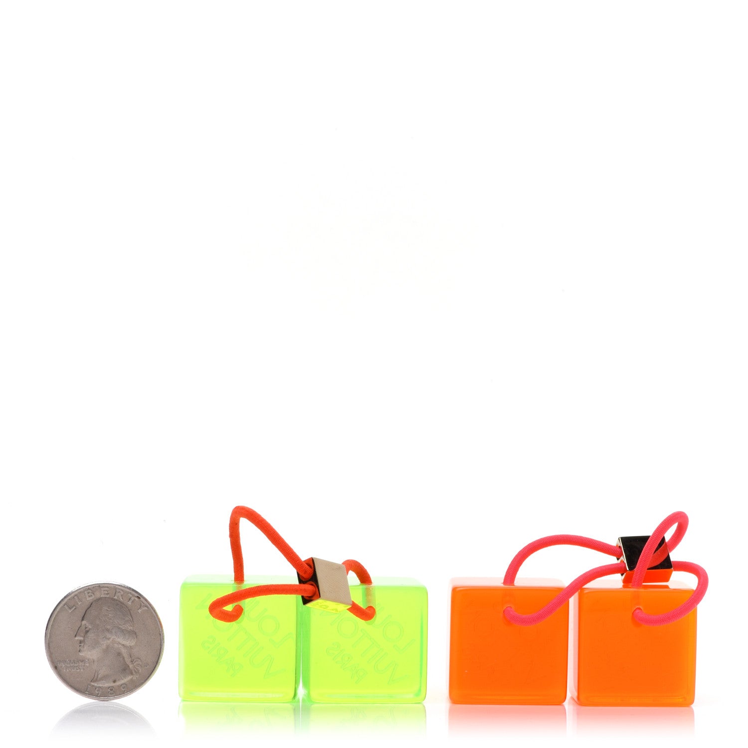Louis Vuitton Resin Fluo Robert Wilson Hair Cubes Green Orange 2 of 4