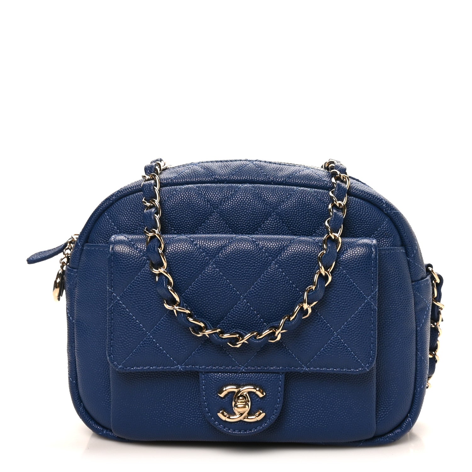 Chanel Caviar Quilted CC Day Camera Case Blue 1 of 10