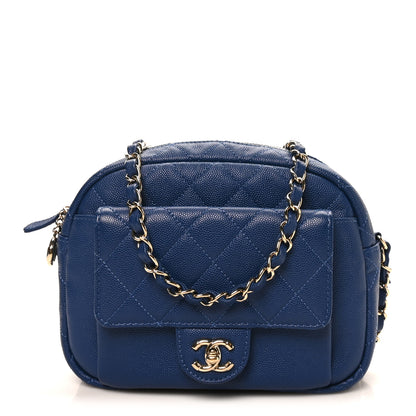 Chanel Caviar Quilted CC Day Camera Case Blue 1 of 10