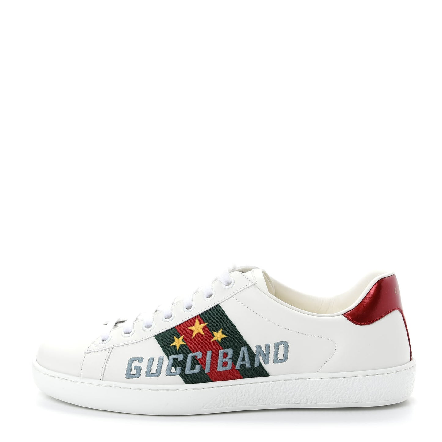 Calfskin Web Mens Gucci Band Ace Sneakers 5.5 White