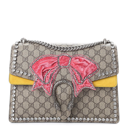 Gucci GG Supreme Monogram Crystal Bow Embroidered Medium Dionysus Shoulder Bag Yellow 1 of 8