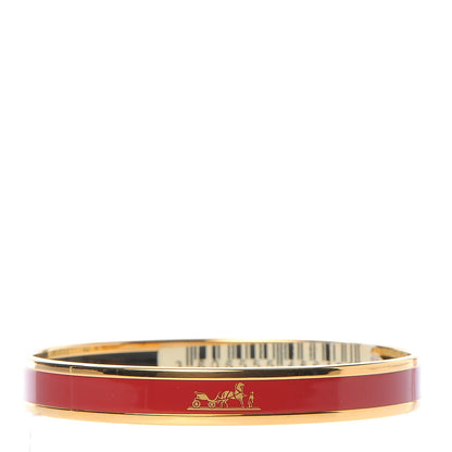 Hermes Enamel Narrow Caleche Bracelet 65 Rosso 3 of 7
