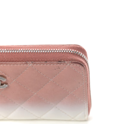 Chanel Ombre Patent Calfskin Quilted Small Zip Around Wallet Pink White 9 of 10
