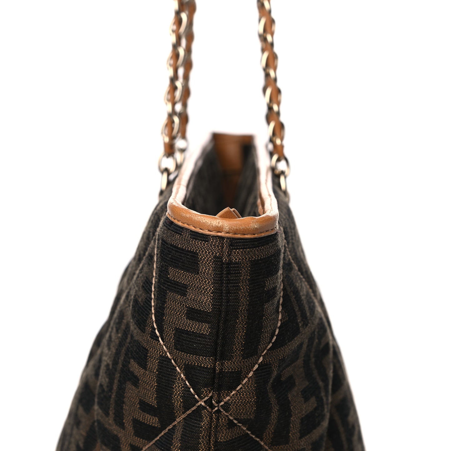 Zucca Quilted Chain Roll Tote Tobacco