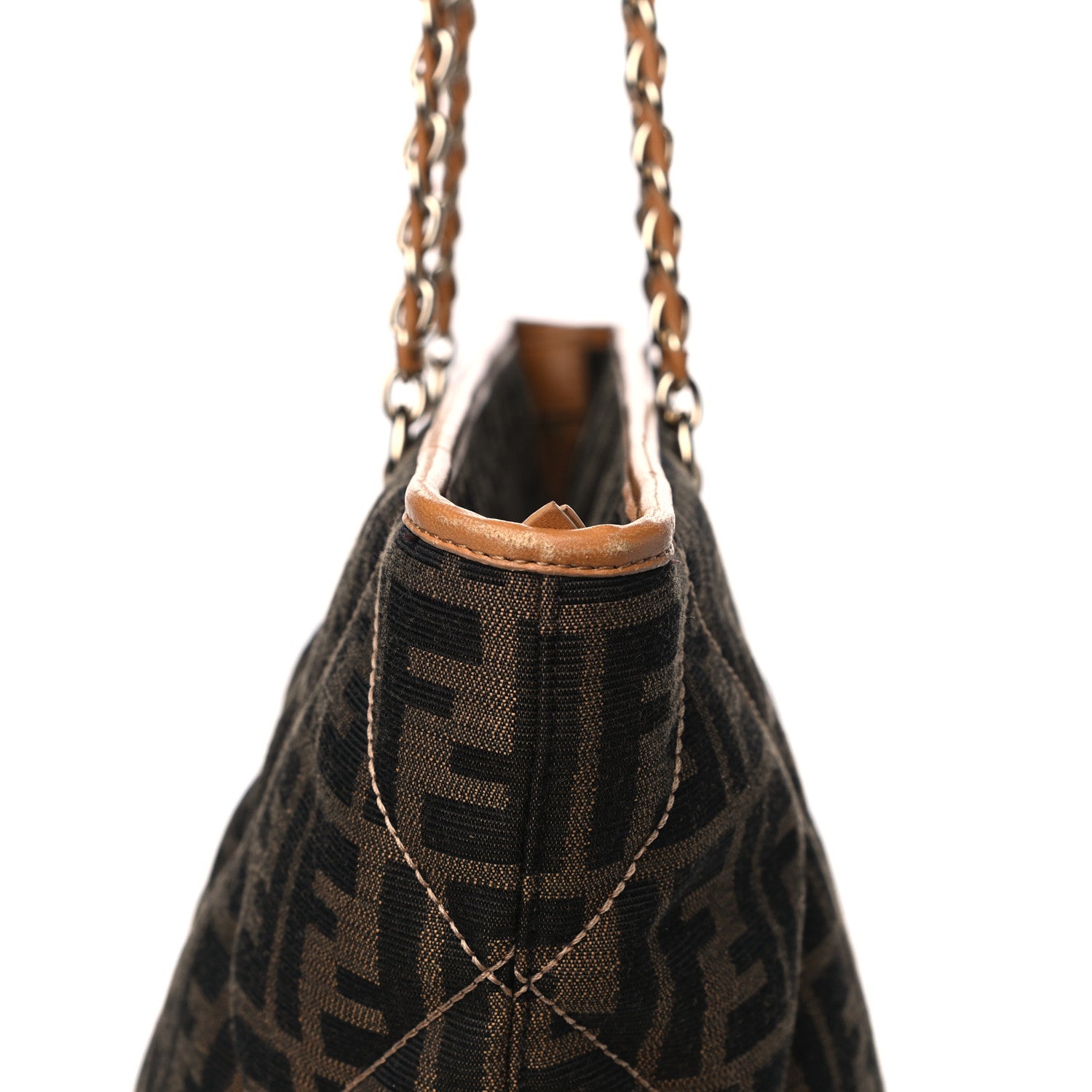 Fendi Zucca Quilted Chain Roll Tote Tobacco 14 of 17