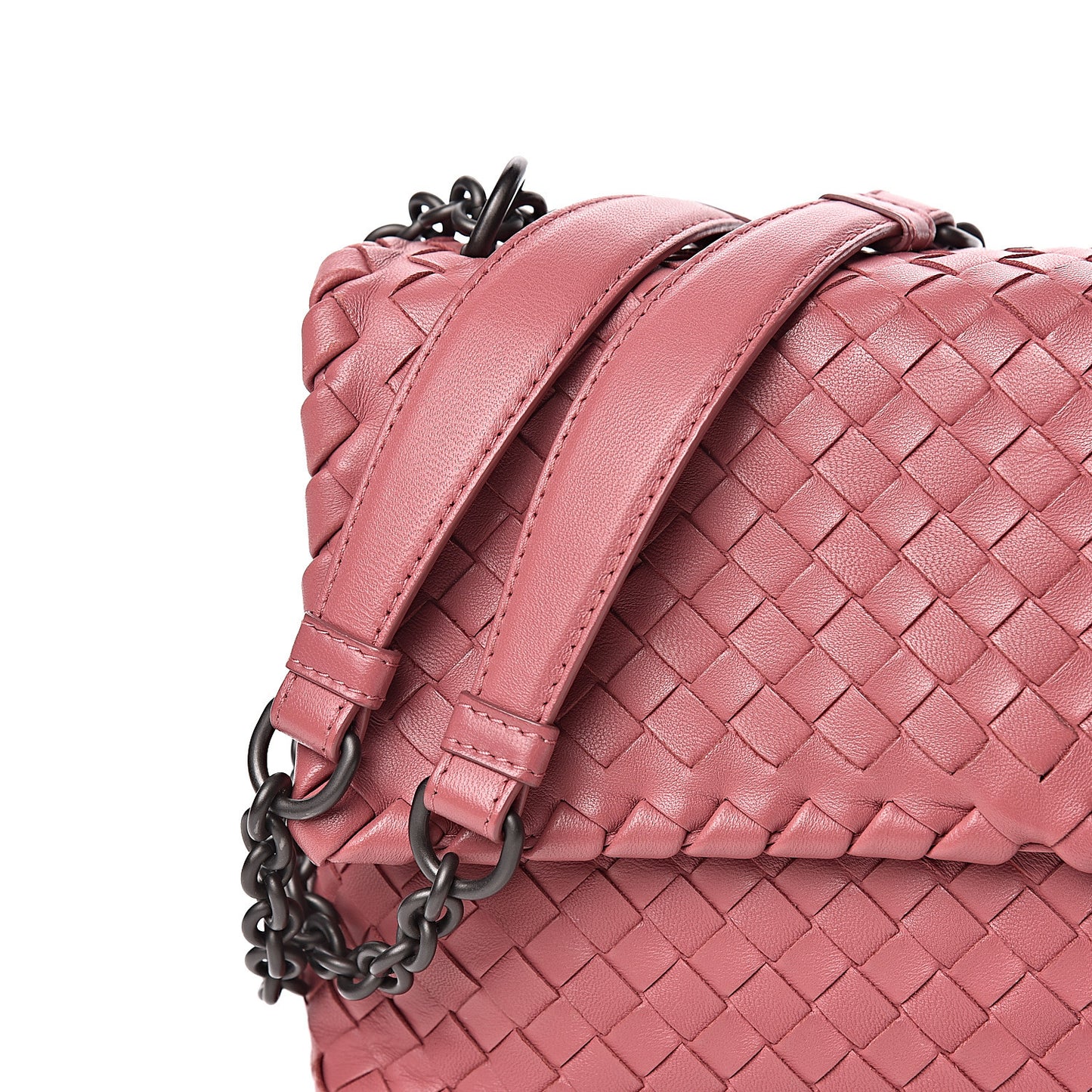 Nappa Intrecciato Small Olimpia Shoulder Bag Rose Pink
