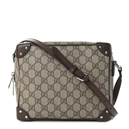 Gucci GG Supreme Monogram Textured Calfskin Square Messenger Bag Beige Ebony New Acero 1 of 9