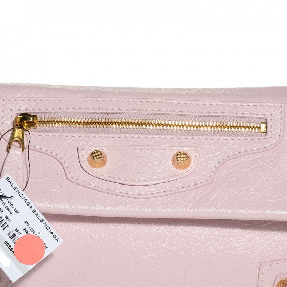 Agneau Giant 12 Gold Hardware Envelope Clutch Rose Poudre