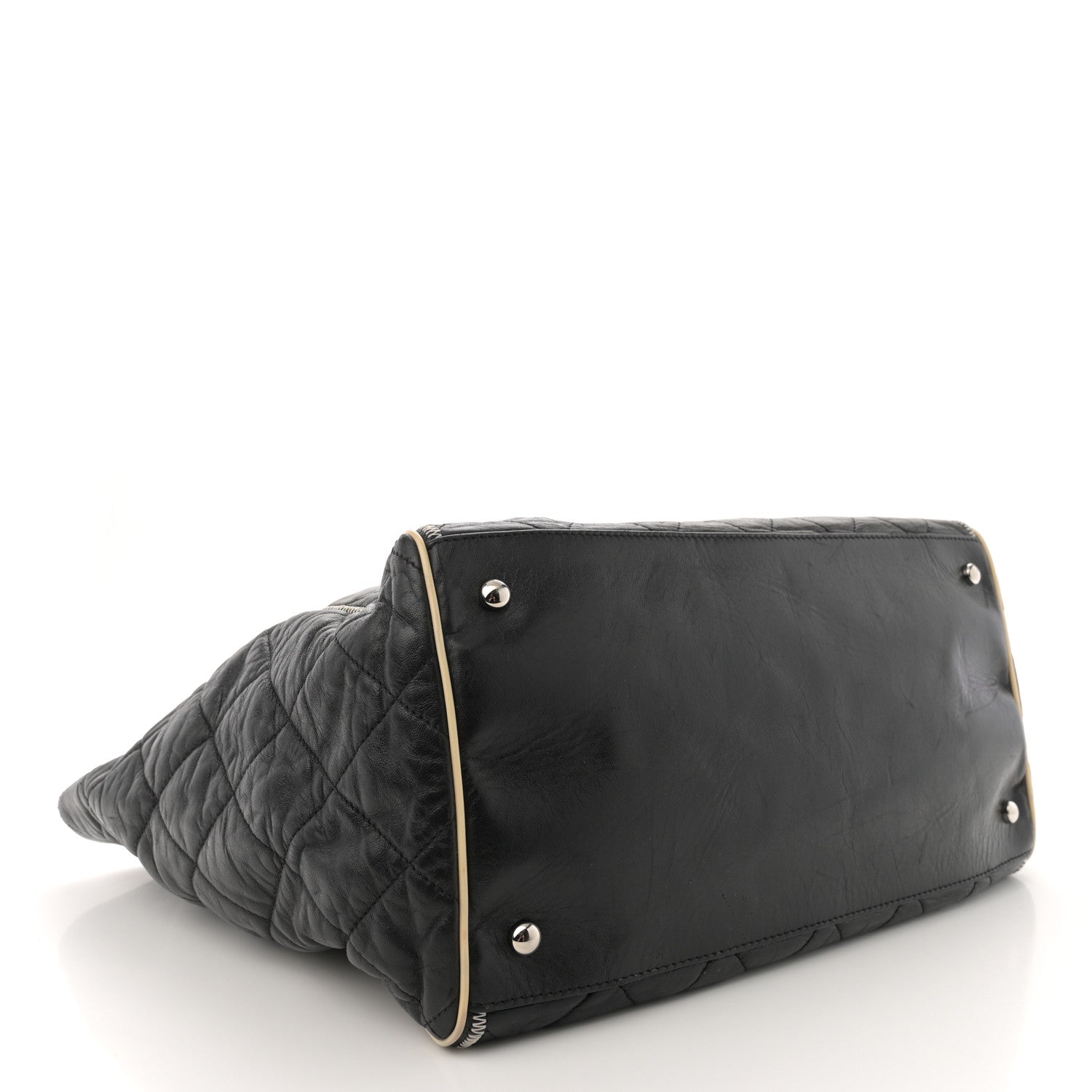 Chanel Glazed Lambskin Quilted Large North South Tote Black 4 of 11