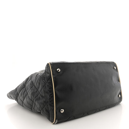 Chanel Glazed Lambskin Quilted Large North South Tote Black 4 of 11