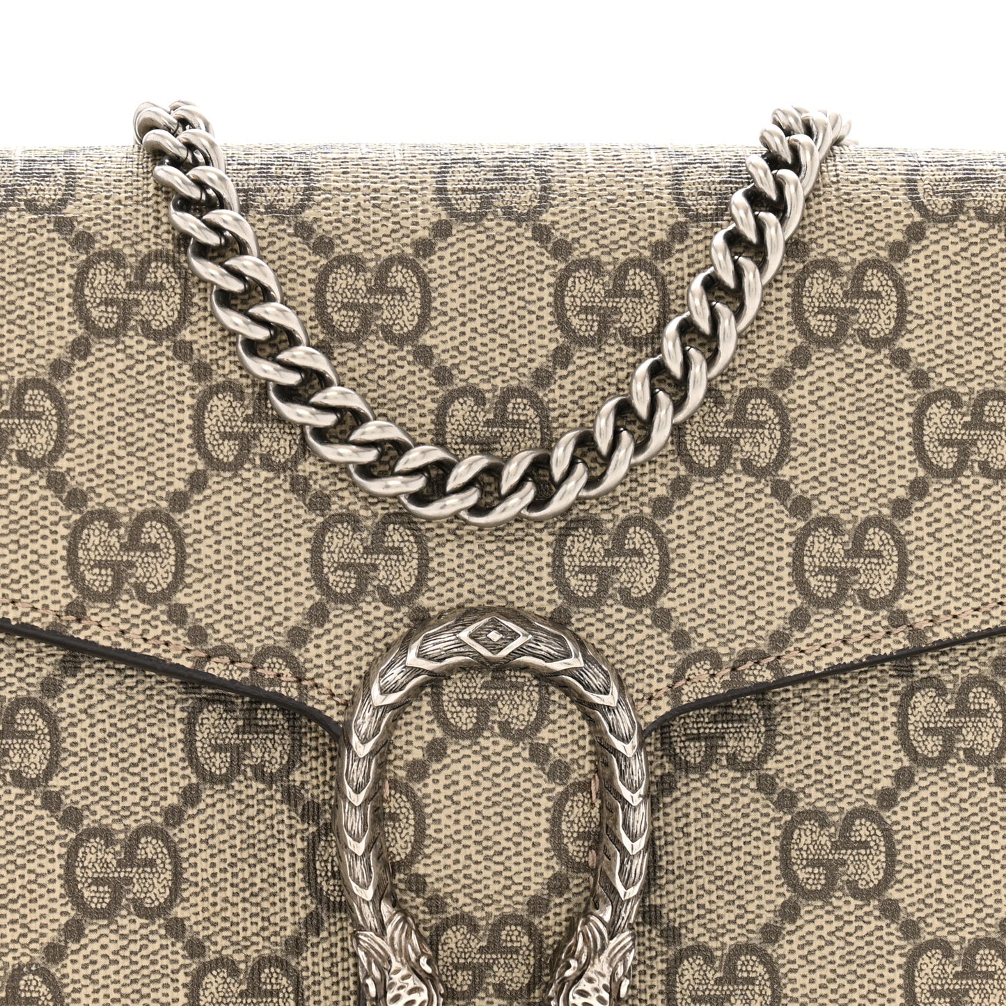 GG Supreme Monogram Mini Dionysus Chain Wallet Beige Taupe