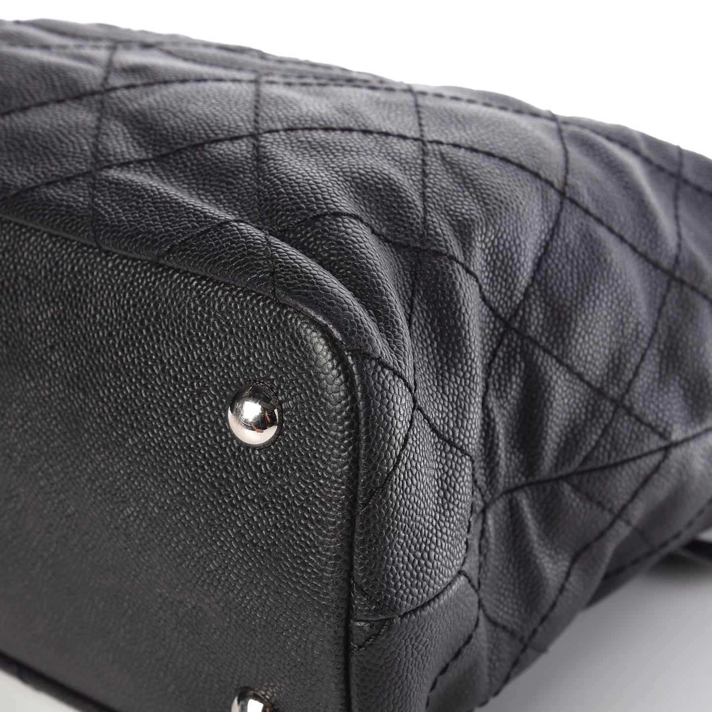 Grained Calfskin Quilted Small Daily Shopping Tote Black