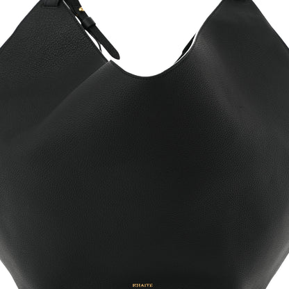 Khaite Pebbled Sport Calfskin Medium Lotus Tote Black 8 of 11