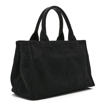 Prada Canapa Small Logo Tote Black Talco 3 of 15
