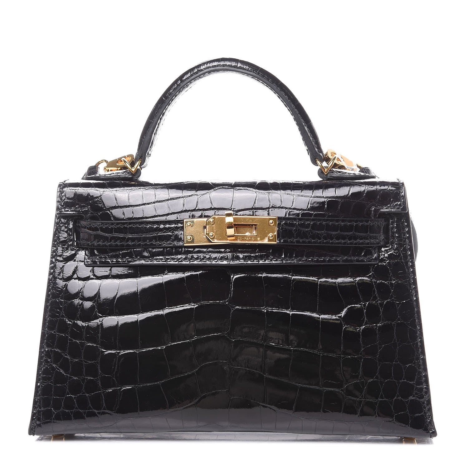 Hermes Shiny Alligator Mini Kelly Sellier 20 Black 1 of 37