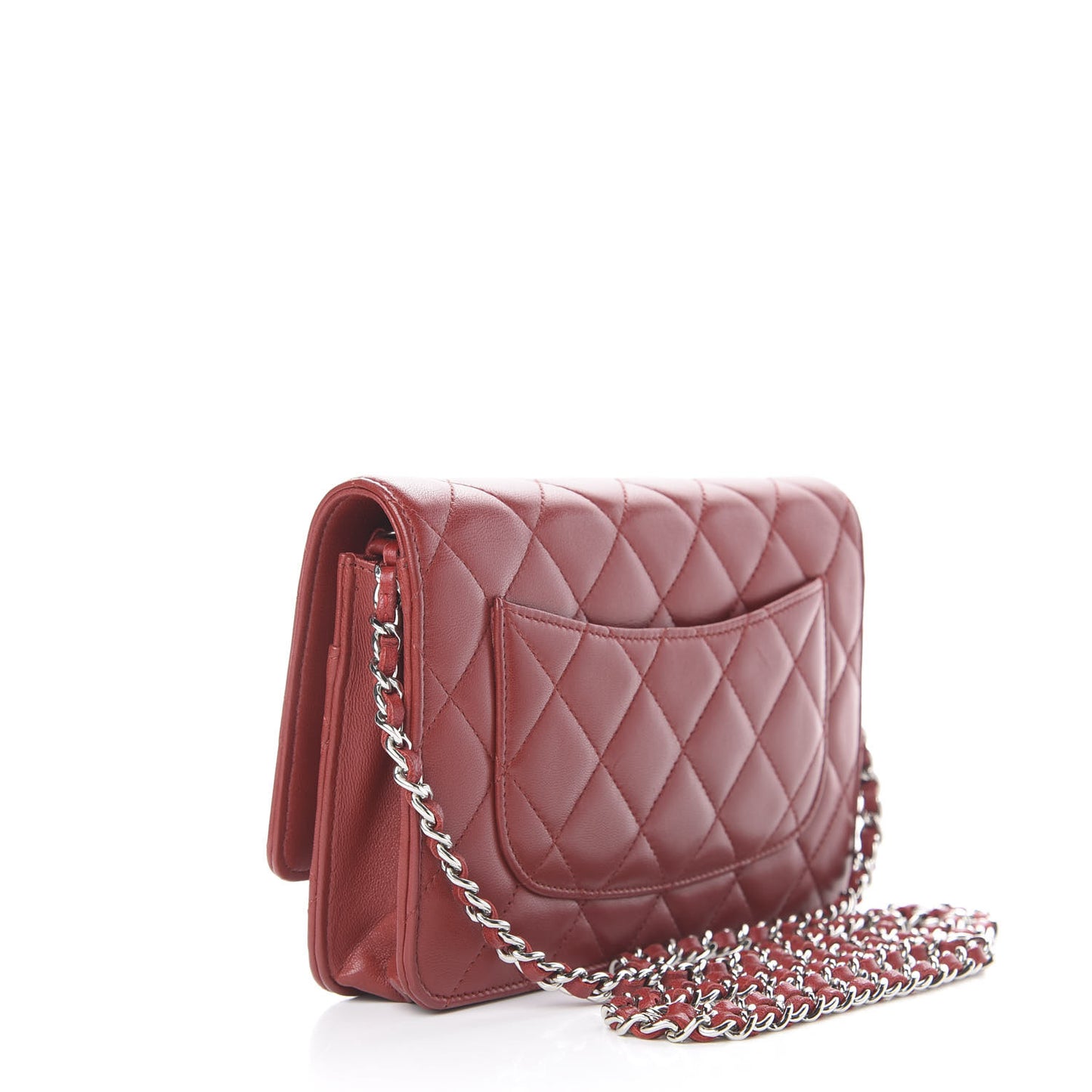 Lambskin Quilted Wallet On Chain WOC Red