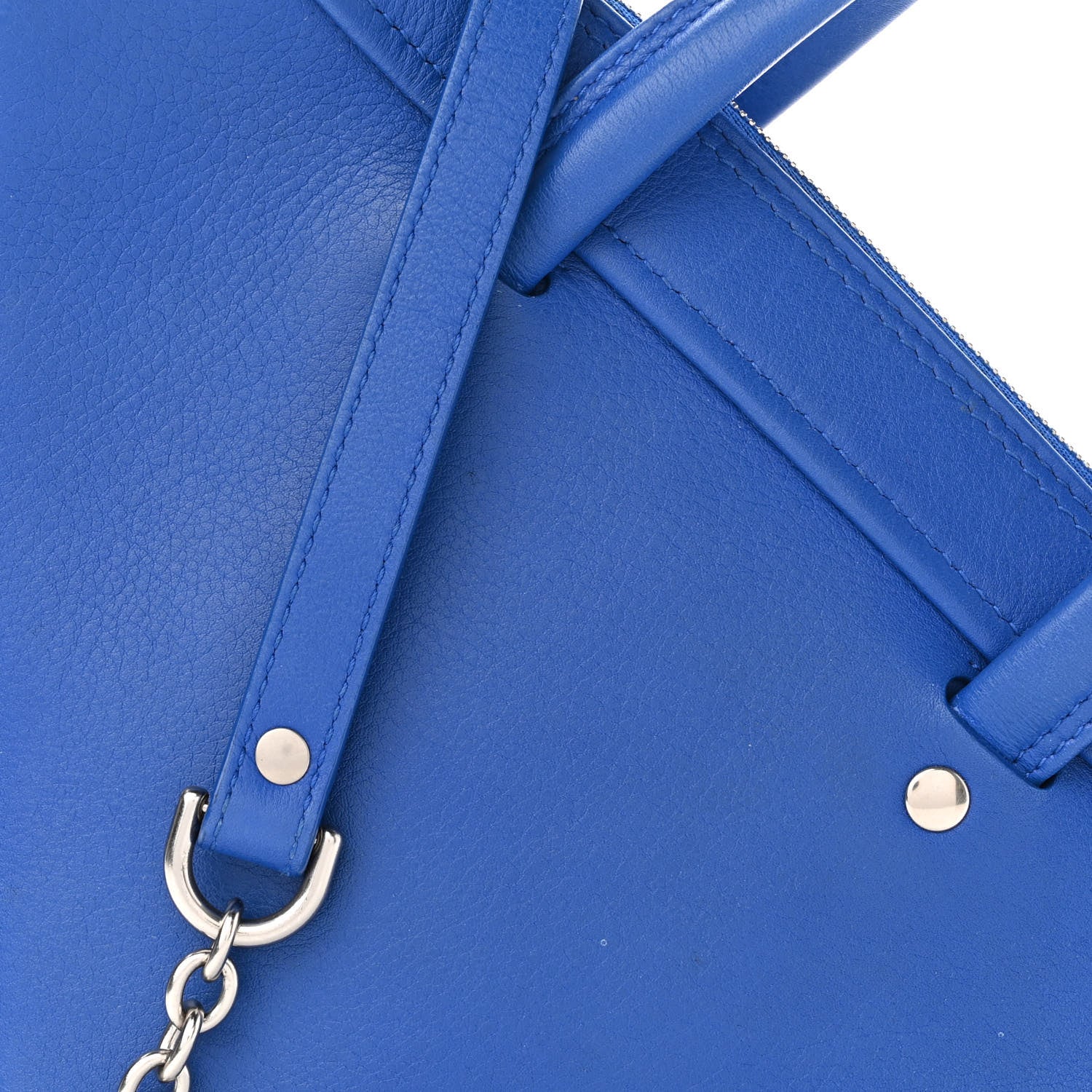 Balenciaga Shiny Day Calfskin Logo XS Triangle Chain Duffle Bleu Roi White 7 of 10