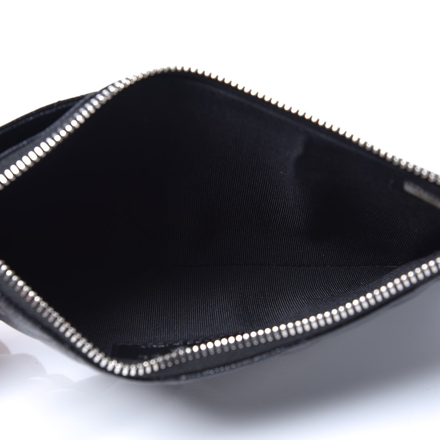 Iridescent Caviar Quilted Classic Zip Pouch Black