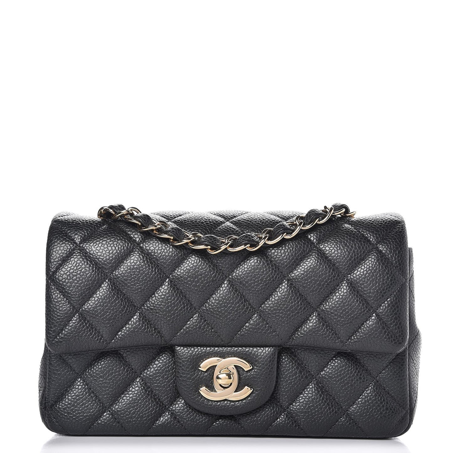 Caviar Quilted Mini Rectangular Flap Dark Grey