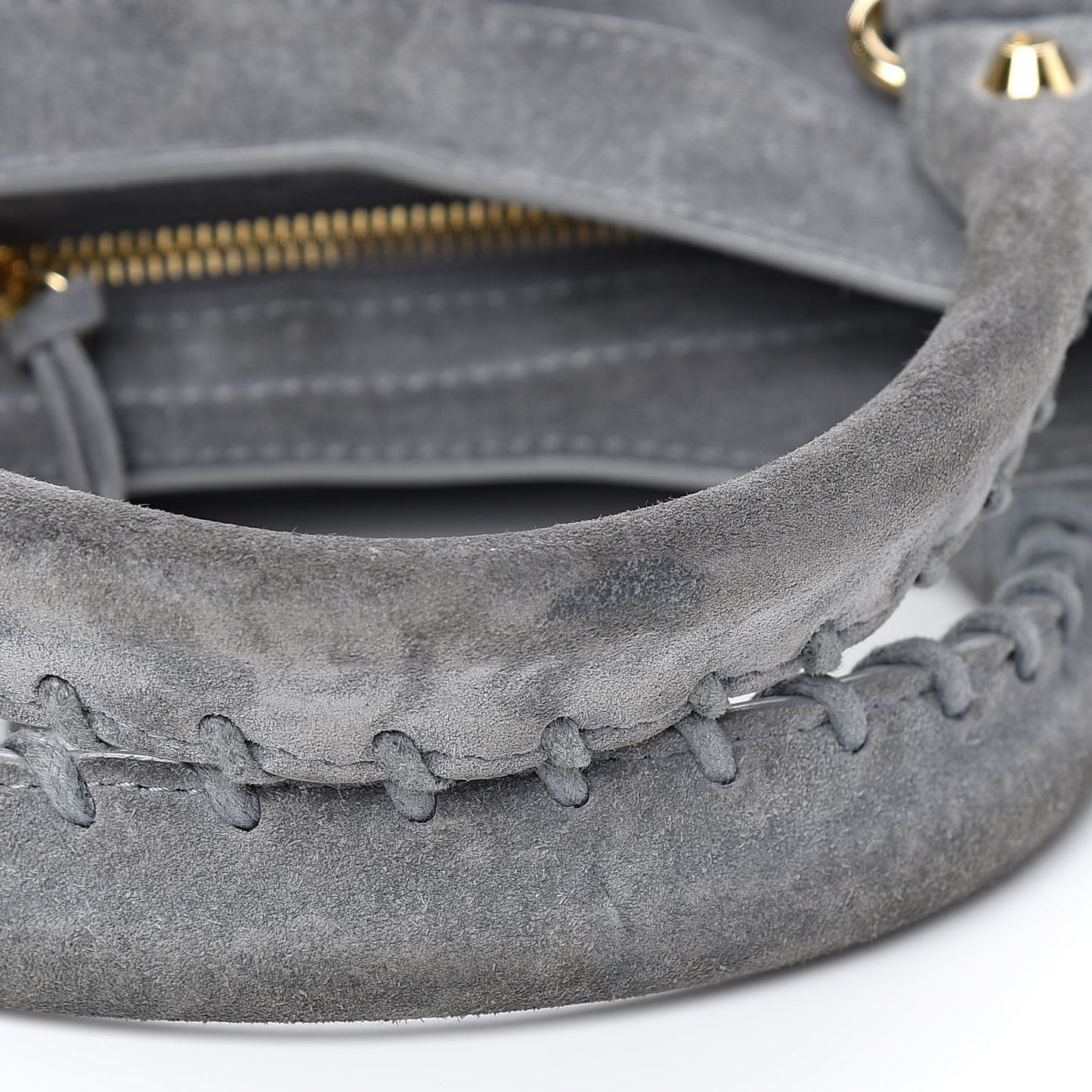 Baby Daim Suede Gold Metallic Edge Hardware City Gris Plomb