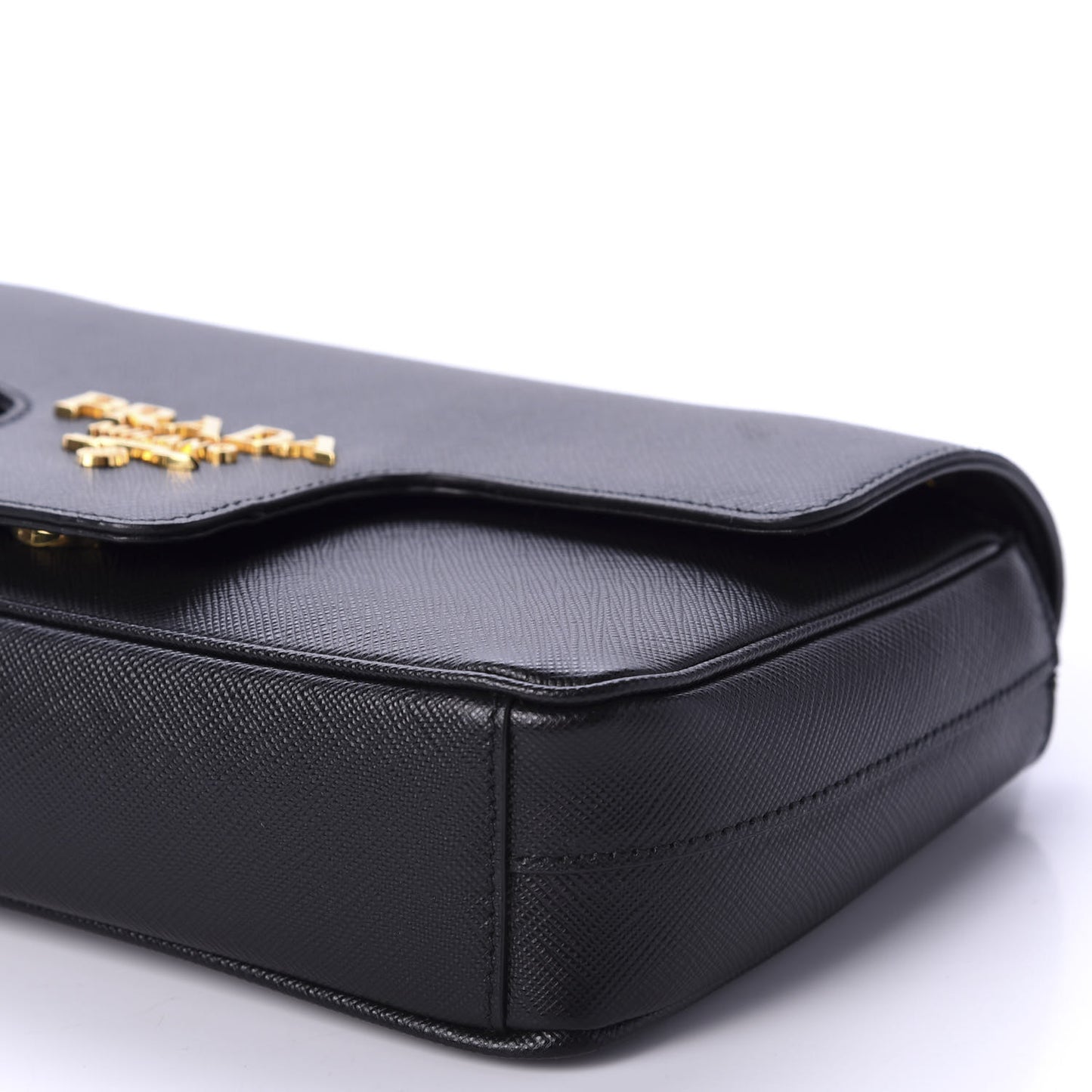 Saffiano Flap Shoulder Bag Black