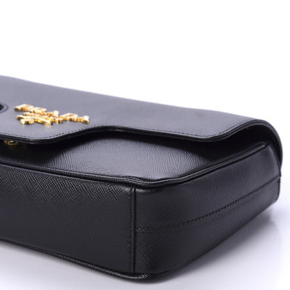 Prada Saffiano Flap Shoulder Bag Black 7 of 11