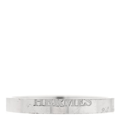 Hermes 18K White Gold Cartouche Mini Band Ring 63 10.25 1 of 5