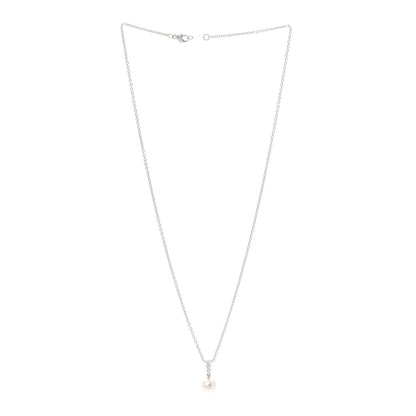 Mikimoto 18K White Gold Diamond Akoya Pearl 8mm Morning Dew Pendant Necklace 3 of 6
