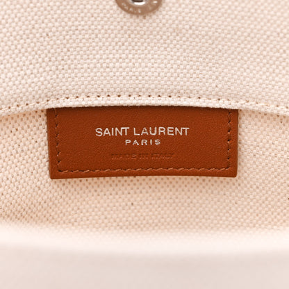 Saint Laurent Linen Calfskin Rive Gauche Bucket Bag Grey Cognac 8 of 11